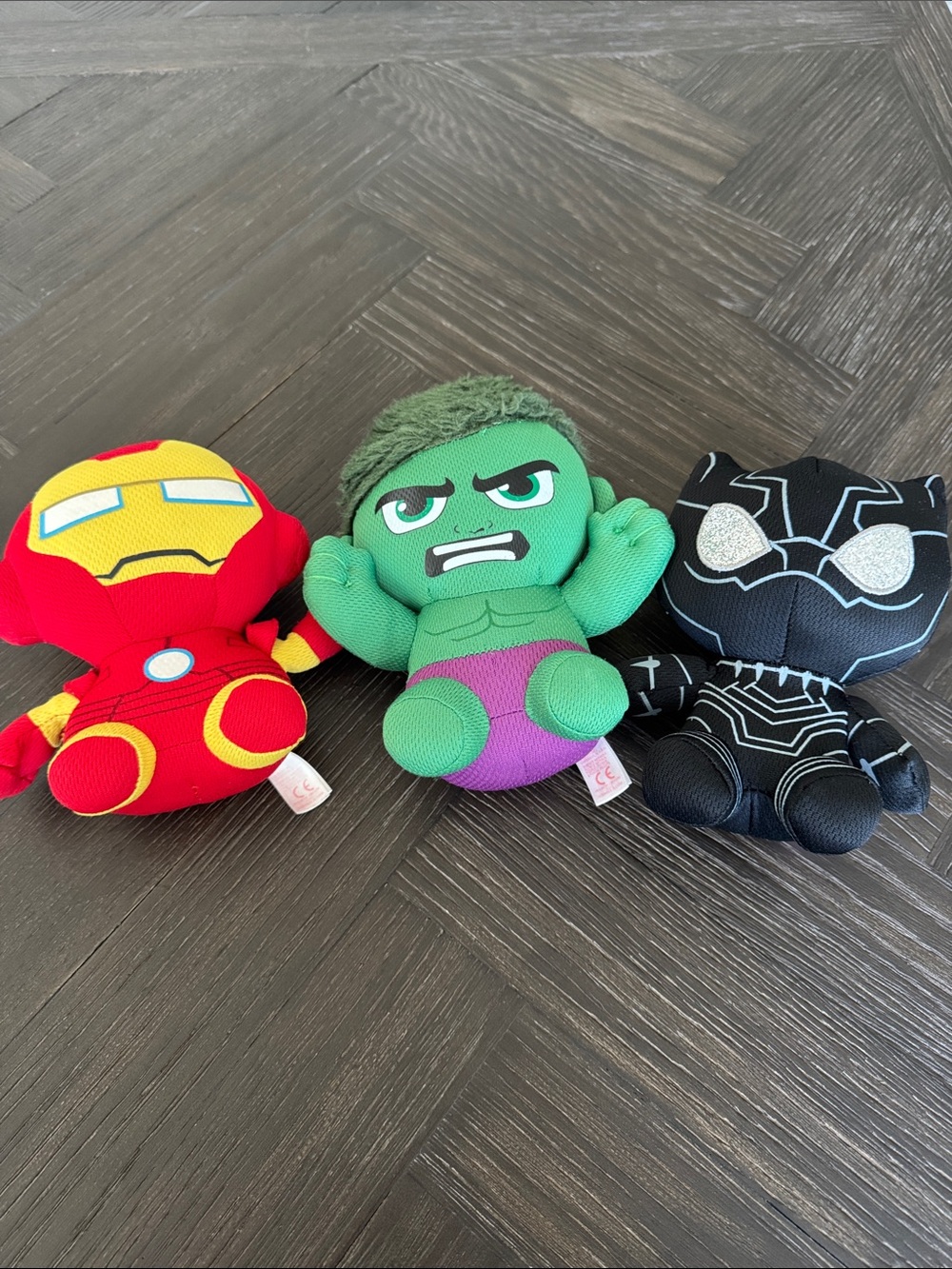 Marvel TY Beanie Babies Plush Lot Iron Man Hulk Black Panther